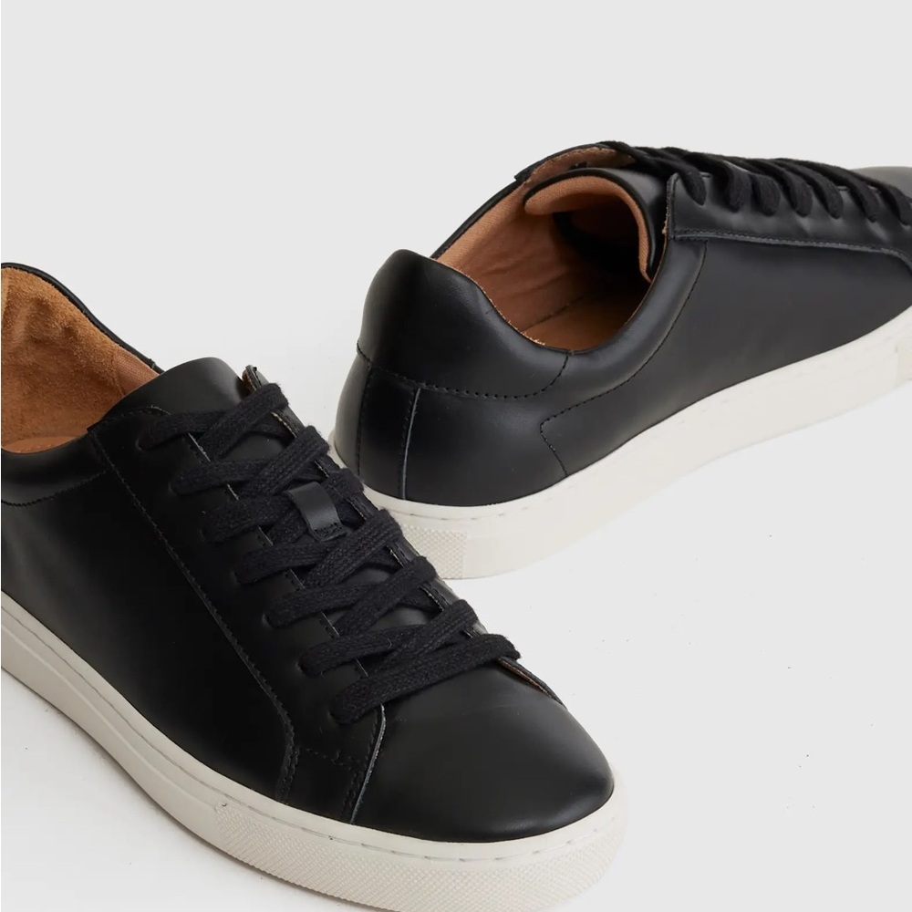 Quince Black Leather Low-Top Sneakers - Black